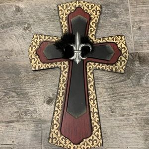 Red, black Cross wall decor with flour-de-lis!